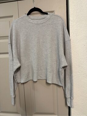 Abercrombie & Fitch Light Gray Waffle-Knit Top